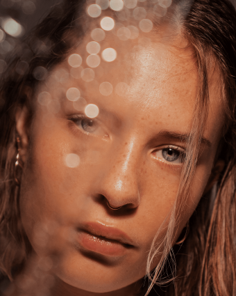 A woman starring at the camera.