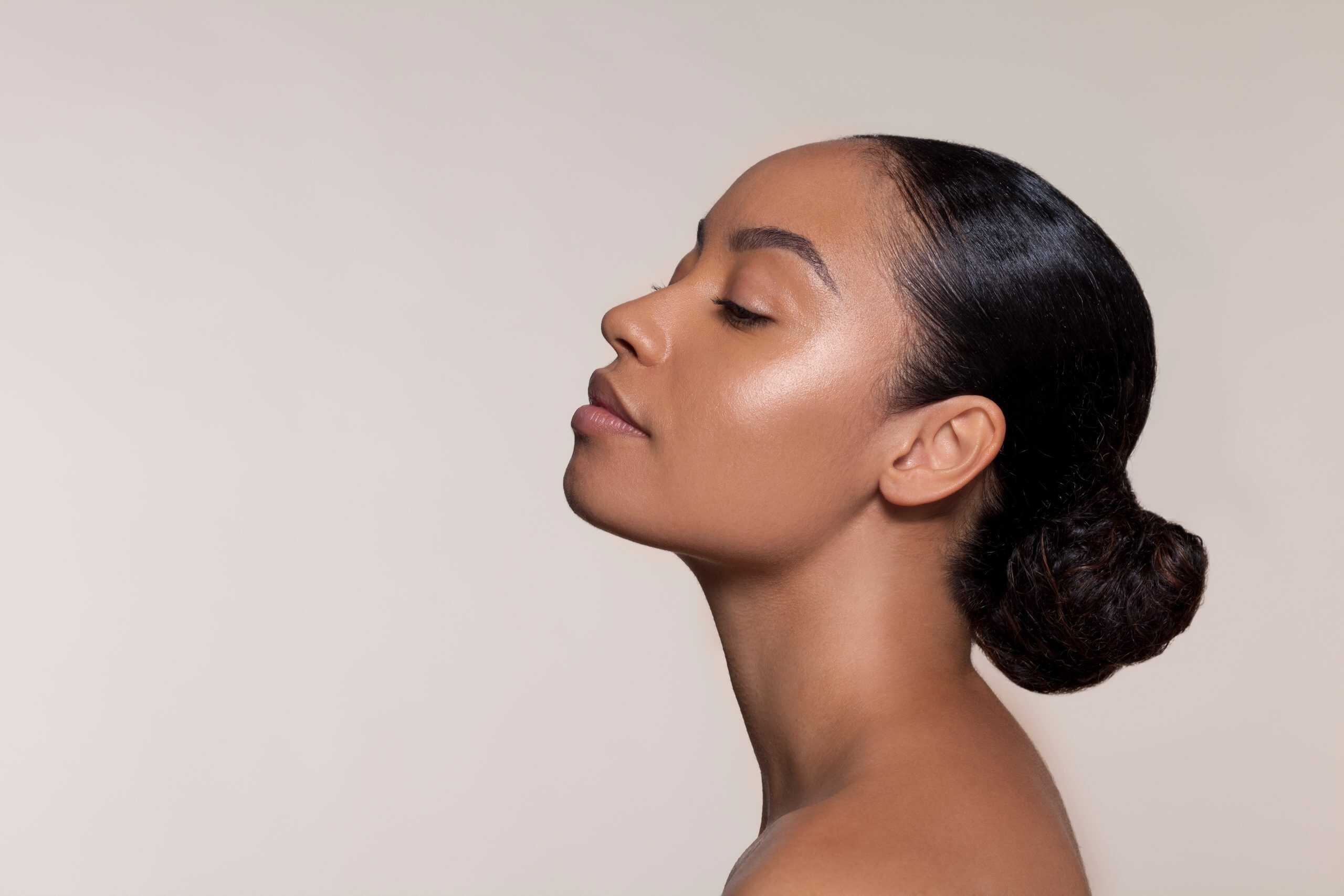Woman with glowing skin.
